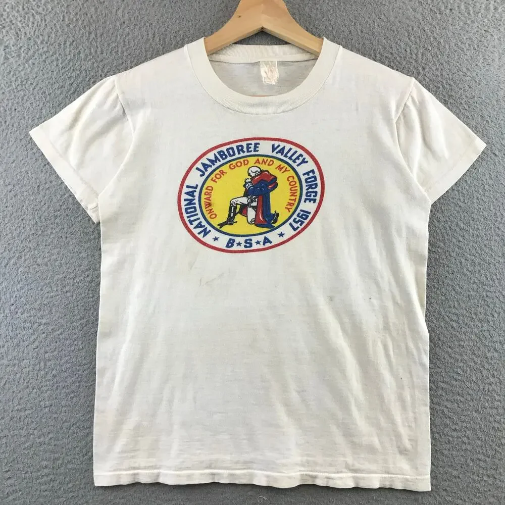 VINTAGE 1957 BOY‎ SCOUTS NATIONAL JAMBOREE VALLEY FORGE T-SHIRT YOUTH M